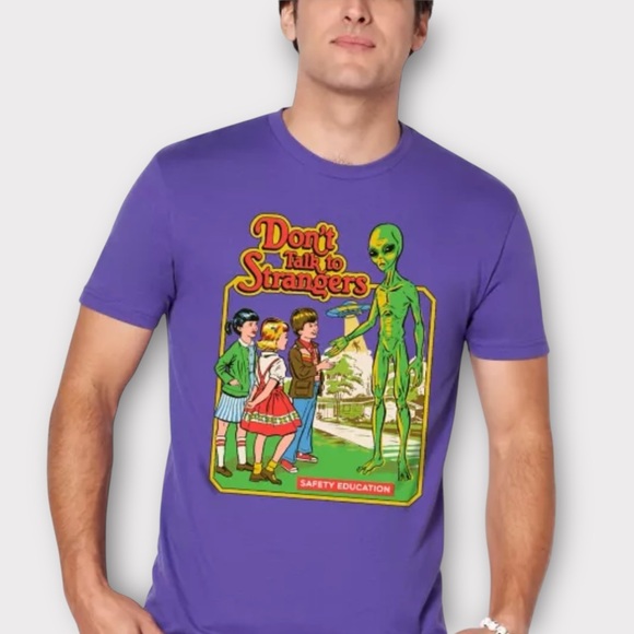 Unisex Purple Short Sleeve Alien Sarcastic Tee S Steven Rhodes Style Retro NWT - Picture 1 of 9